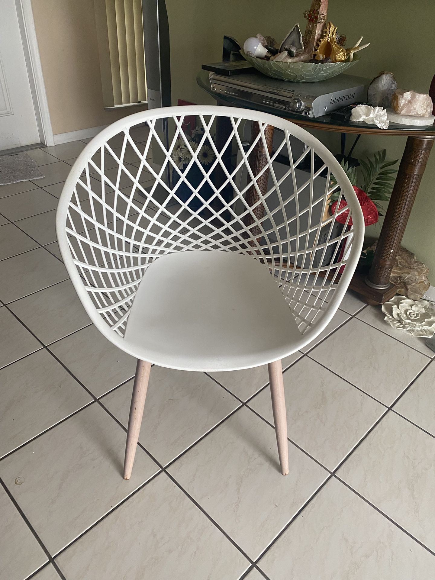 Contemporary chair, mirror, audio table