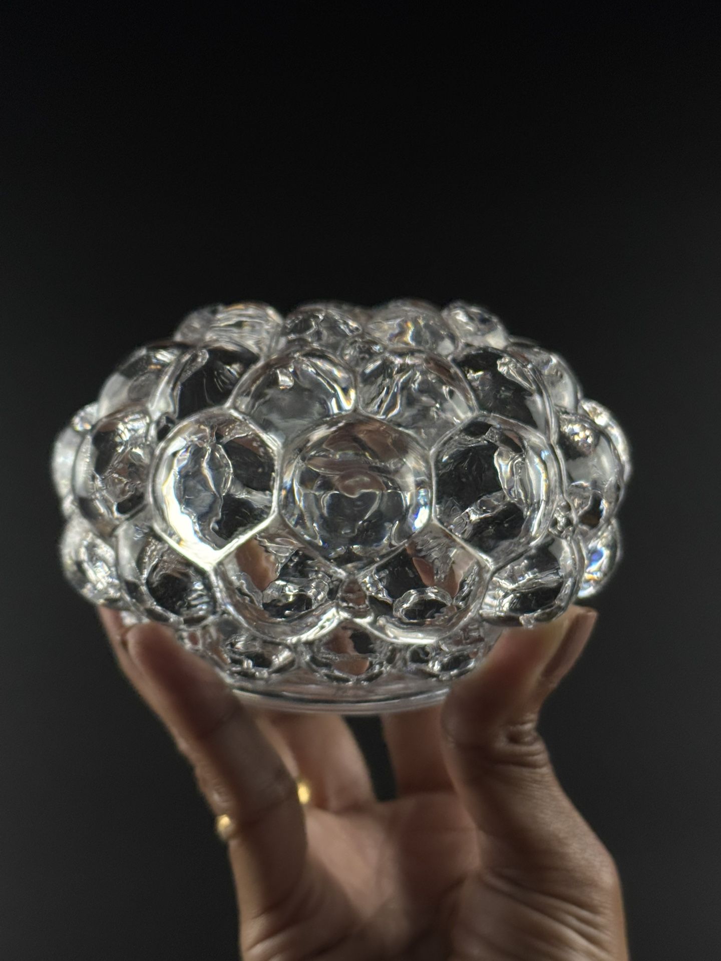 Orrefors Raspberry Crystal Votive / Tealight Candle Holder. Made in Sweden