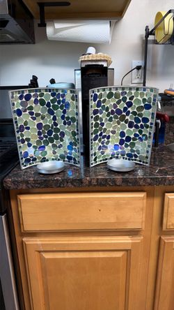 Mosaic Glass Candle Holders Set of 2 Sconces