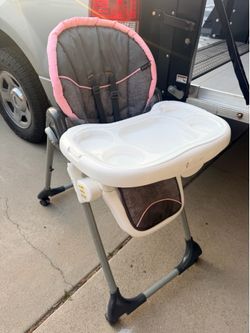 Baby Trend Dine Time 3-in-1 High Chair - Starlight Pink: Adjustable Height, Removable Tray, Safety Harness, Wheels