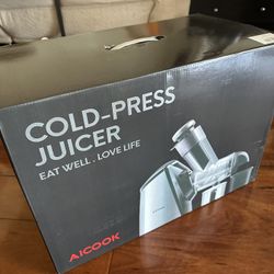 AICOOK Juicer Machines, 3in Large Feed Chute, Stainless Steel Slow Masticating 200W
