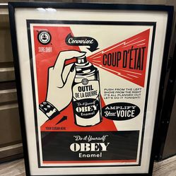Rare Shepard Fairey OBEY Art Print Framed Poster, Signed/Numbered COUP D'ÉTAT