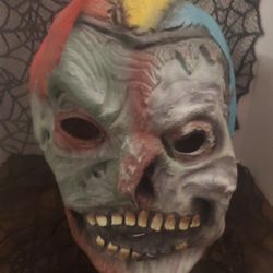 1990s Rubies Creepy zombie Jester Halloween Mask new old stock costumes Inc