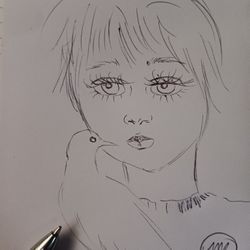 PEACE DOVE SMALL SKETCH ORIGINAL ART HAND DRAWN ON 4X5 INCHES PAPER UNFRAMED 