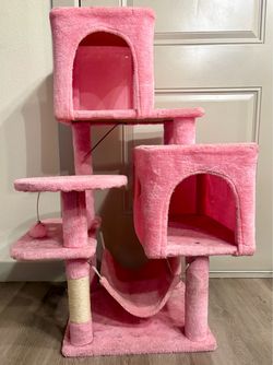 Pink Cat Tree with Condos and Hammock