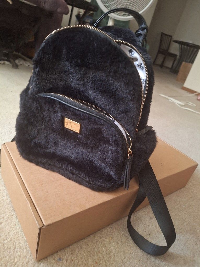 Juicy Couture Black Fur Backpack/Bag