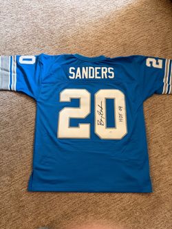 Autographed Barry Sanders Jersey w/Inscription