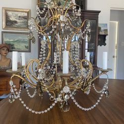 Vintage Italian Crystal Chandelier - Made In Italy 