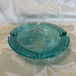 1960’s Anchor Hocking Soreno Aqua Blue Bird Nest Ashtray/Trinket Dish