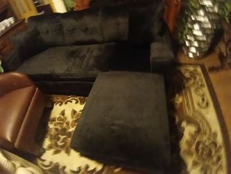 Modern suede sofa & ottoman