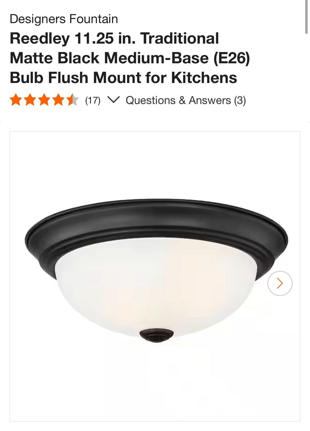 Designers Fountain Reedley 11.25 in. Traditional Matte Black Medium-Base (E26) Bulb Flush Mount
