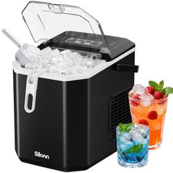 Silonn Ice Maker Countertop, Portable Ice Machine with Carry Handle, Self-Clean