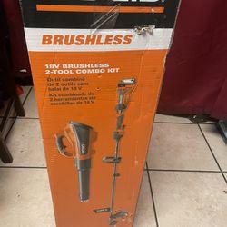 RIDGID 18V Brushless 14 in. Cordless Battery String Trimmer and Leaf Blower 2-Tool Combo Kit with 4.0 Ah Battery and Charger