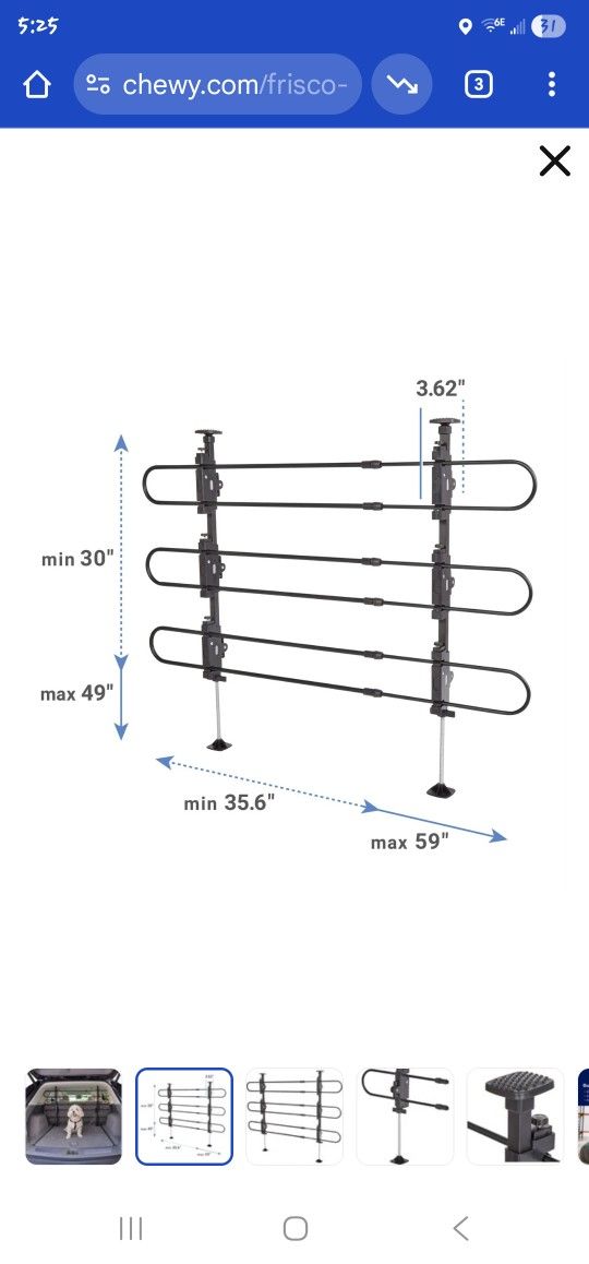 Frisco Adjustable Metal Dog Car and SUV Barrier