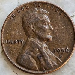 1956 D mint usa .01 cent Lincon Wheat D Penny Error L In Libertyon Rim coin