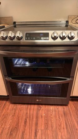 LG - 7.3 Cu. Ft. Smart Slide-In Double Oven Electric True Convection Range with EasyClean and 3-in-1 Element - Black Stainless Steel