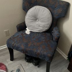 2 Blue Velvet Cushion Chairs