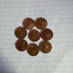 8 *1956 D  Wheat Penny's 