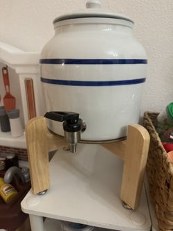 Porcelain Water Dispenser, Stainless Steel Spigot And Stand