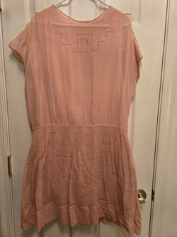 1920s Pink Smocked Deco Cotton Dress With Slip