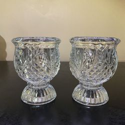 Two Crystal Reversible Candle Holders