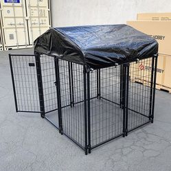 $135 (New in box) Heavy duty kennel with cover dog cage crate pet playpen (4’l x 4’w x 4.5’h) 