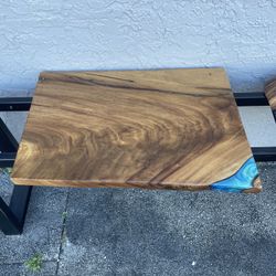 50% off ~ Monkey Pod Slab with Blue Epoxy. Please Read Description