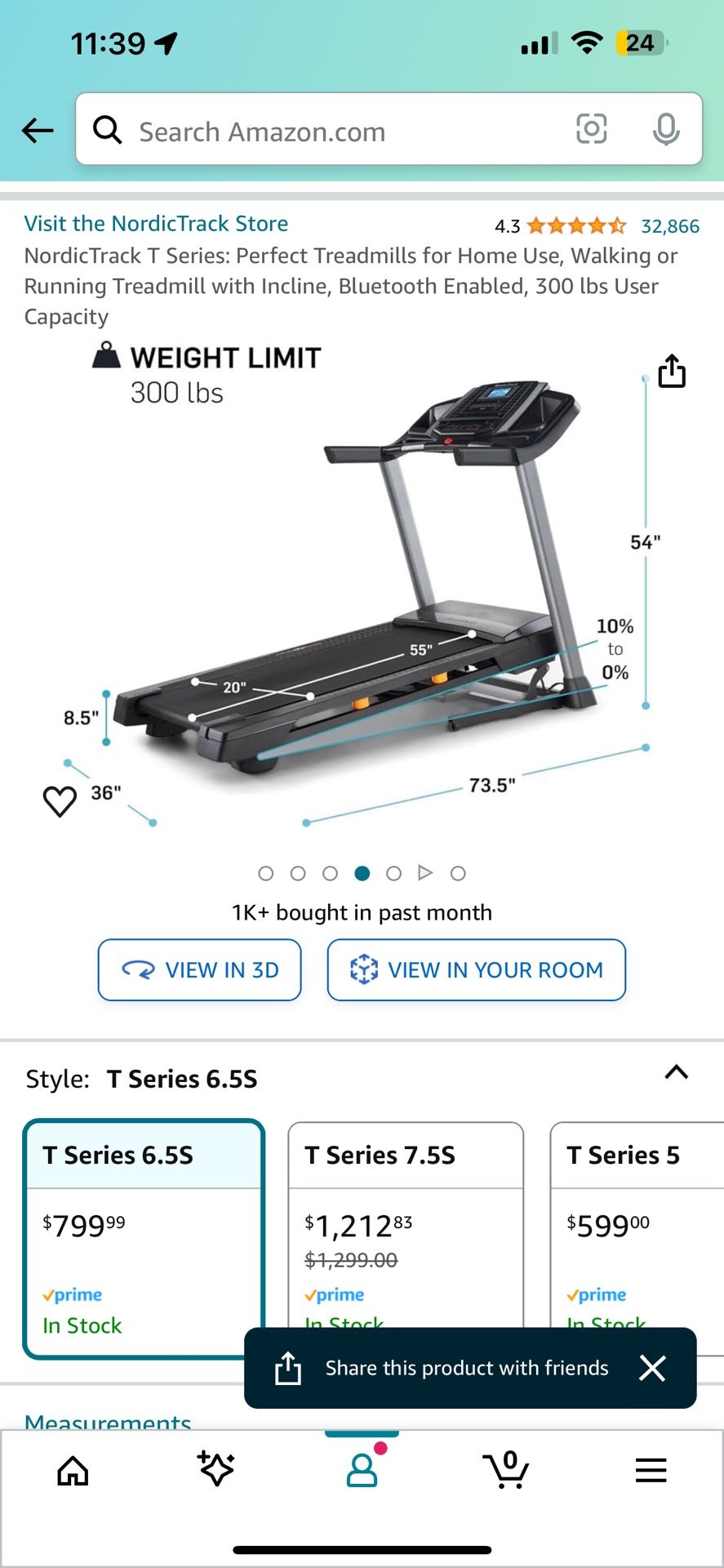 Nordic Track T series Treadmill 