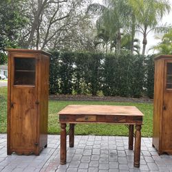 Wood Desk and Bookcases 