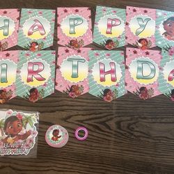 Baby Moana “striped” Birthday Decorations
