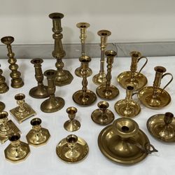 Vintage Gold Candlestick Holder Solid Brass Heavy Weight Pairs Available, Unique Mix & Match