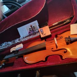 Brand New 4/4 High Gloss Violin bundle 4/4 violin Hard Case 2 Bows Ext strings rosin chin/shoulder Rest ETC.