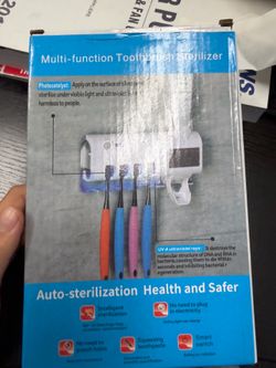 Wall Mounted UV Toothbrush Sterilizer & Toothpaste Dispenser (Battery Operated)