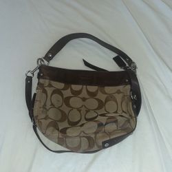 Coach Zoe Medium Hobo Bag Grey Jacquard Brown Leather L0982-F14708 Defects