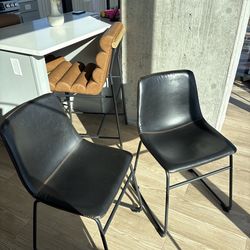 Modern Slope Black Leather Dining Chair Set