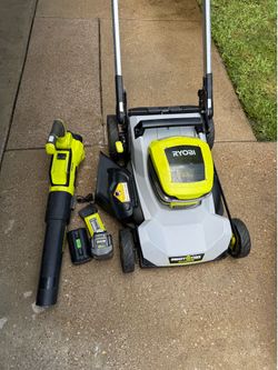 Ryobi 40v mower and blower with battery