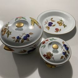 Royal Worcester Eversham Gold Fine Porcelain China Serving Dinnerware Set Of 3