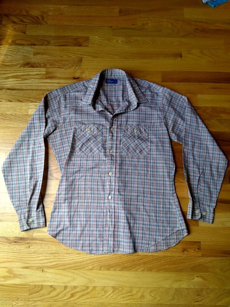 Vintage 80's JCPenney's Plain Pockets Plaid Long Sleeve Button up Shirt Size Men's XL