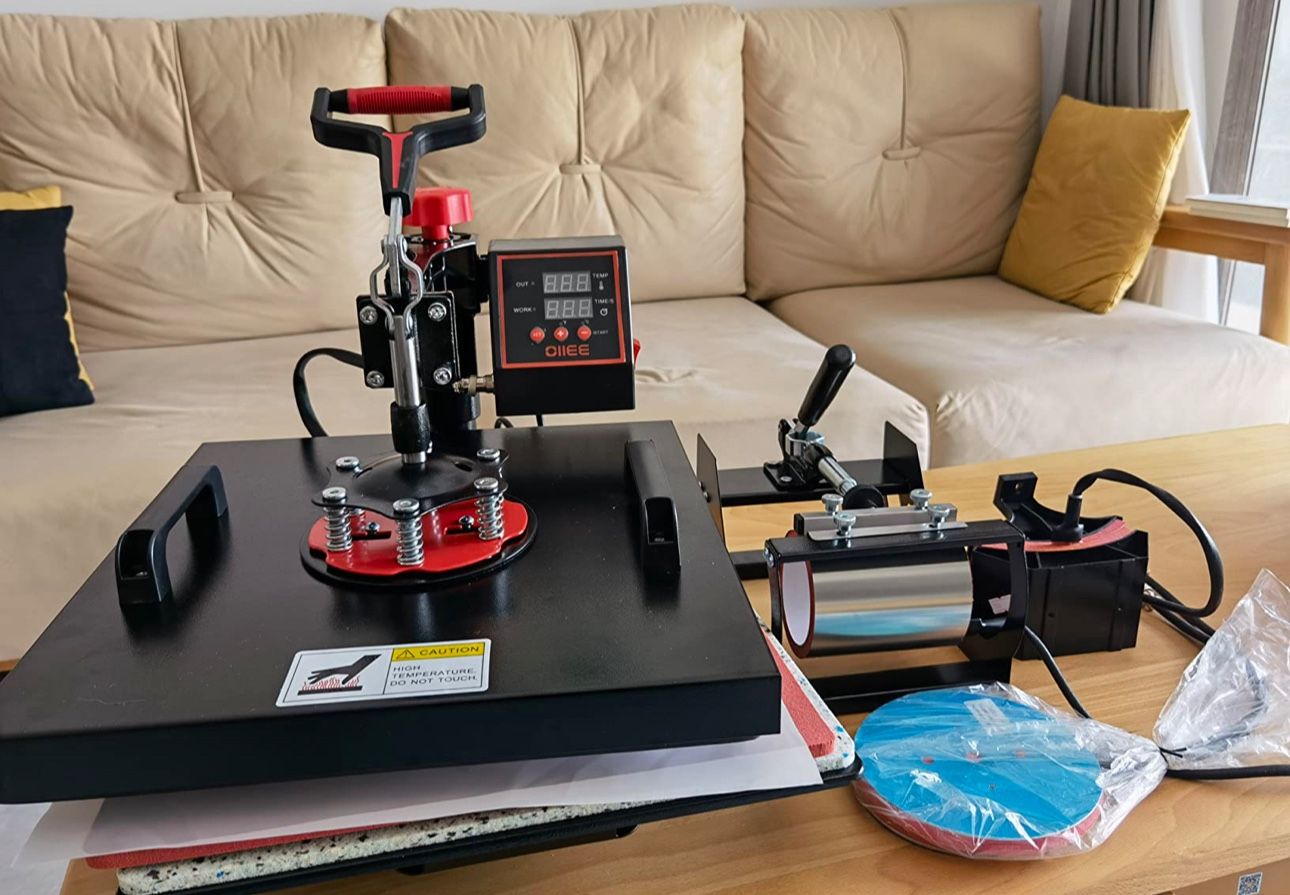 OIIEE Heat Press Machine 5 in 1 Combo Heat Press 15 x 15 Inch Heat Transfer Machine 360-Degree Swing Away Digital Shirt Printing Multi-function Heat T