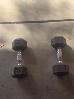 15 lb Rubber Hex Dumbbells Pair