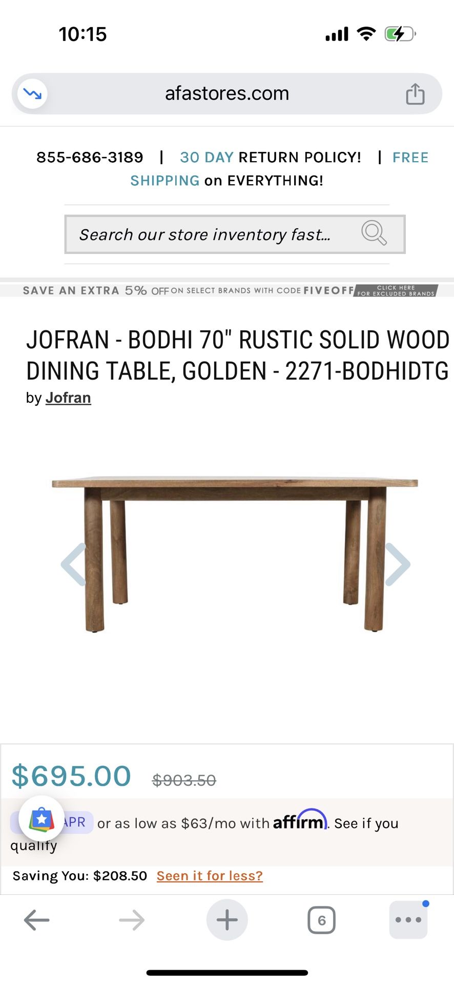 Walnut Bhodi Dining Table 