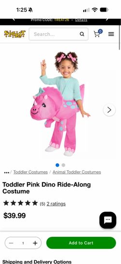 Toddler Pink Dino Ride-Along Costume