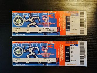 2000 Seattle Mariners ALCS Game 3 Playoff Ticket Stubs (Consecutive Pair)