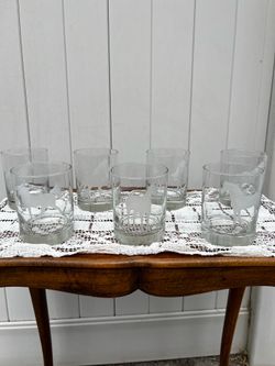 Rare Vintage Etched Whiskey Glasses