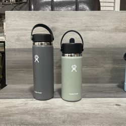 Hydro Flask SET OF 2 WIDE MOUTH BOTTLES in Agave 16oz & Stone 20oz