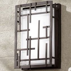 New In Box! 4 Possini Euro exterior Modern Lines High Bronze LED Outdoor Wall Lights