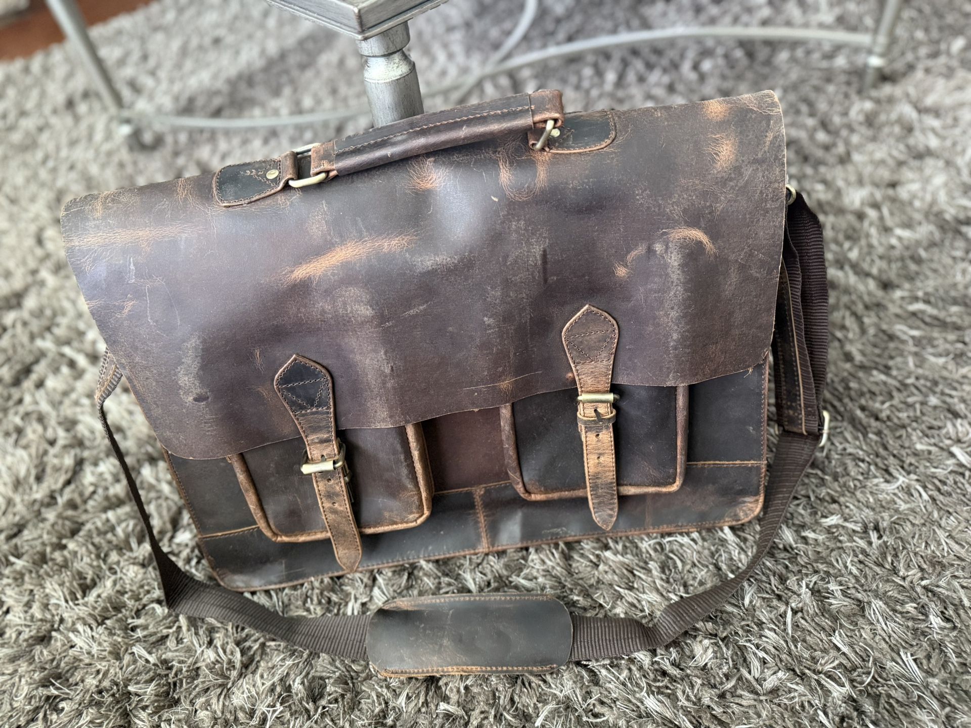 Retro Brown Leather Laptop Bag