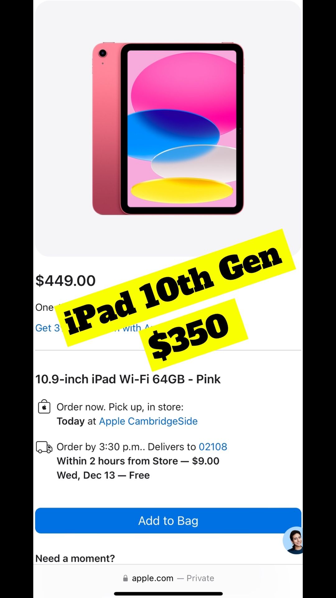 Apple iPad 10th Gen WiFi