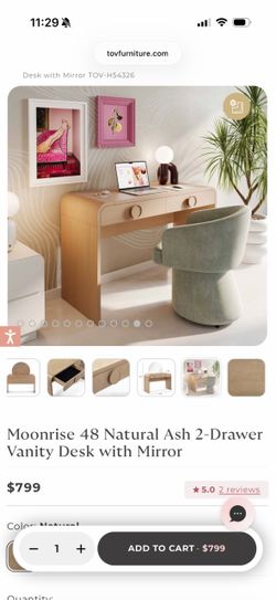 Moonrise 2 Drawer Vanity - Mirror form pic