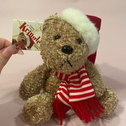 Sears Christmas Bear KRINGLE 2000 Exclusive 8&quot; tall Plush &amp; Beans NWT EUC teddy 